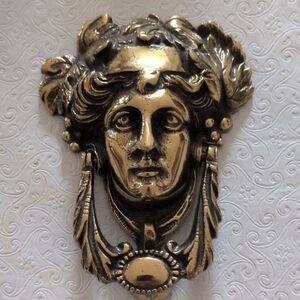 Athena Head Victorian Brass Door Knocker